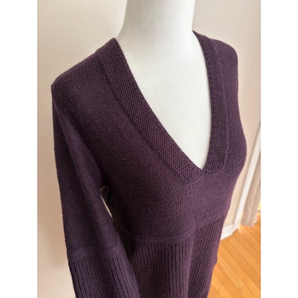 The North Face V-Neck Alpaca Wool Blend Cozy Sweater Midi Dress in Purple Size M - Picture 4 of 13